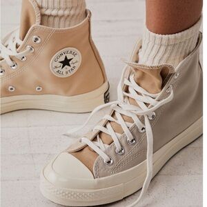 Converse Chuck 70 Hi Sneakers Tri Panel in Oat Milk & Beach Stone (Two-Tone) NEW